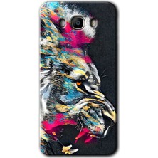 Galaxy J7 2016 Kılıf Hd Desen Baskılı Arka Kapak + Kırılmaz Cam - Colorfull Aslan