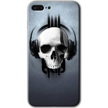 iPhone 7 Plus Kılıf Hd Desen Baskılı Arka Kapak + Kırılmaz Cam - Müzik Kurukafa