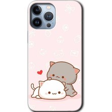 Gramaphone Apple iPhone 13 Pro Max Kılıf Hd Desen Baskılı Arka Kapak + Kırılmaz Cam - Kedi Aşkı