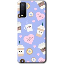 Vivo Y20 Kılıf Hd Desen Baskılı Arka Kapak + Kırılmaz Cam - Coffee Cake