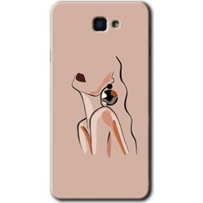 Gramaphone Galaxy J7 Prime Kılıf Hd Desen Baskılı Arka Kapak + Kırılmaz Cam - Çizim Silüet