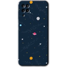 Gramaphone Galaxy M12 Kılıf Hd Desen Baskılı Arka Kapak + Kırılmaz Cam - Çizim Gezegen