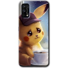 Gramaphone Realme 7 Pro Kılıf Hd Desen Baskılı Arka Kapak + Esnek Nano Cam - Üzgün Pikaçu