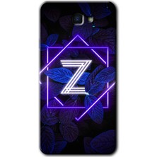 Gramaphone Galaxy J7 Prime Kılıf Hd Desen Baskılı Arka Kapak + Kırılmaz Cam - Dark Neon Yaprak Z Harfi