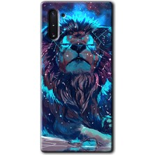 Gramaphone Galaxy Note 10 Kılıf Hd Desen Baskılı Arka Kapak + Esnek Nano Cam - Neon Aslan