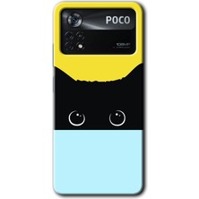 Poco X4 Pro Kılıf Hd Desen Baskılı Arka Kapak + Kırılmaz Cam - Kara-Kedi