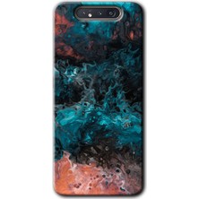 Gramaphone Galaxy A80 Kılıf Hd Desen Baskılı Arka Kapak + Kırılmaz Cam - Liquid Colorfull