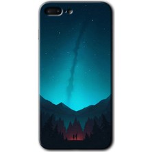iPhone 7 Plus Kılıf Hd Desen Baskılı Arka Kapak + Kırılmaz Cam - Night Fores Mount