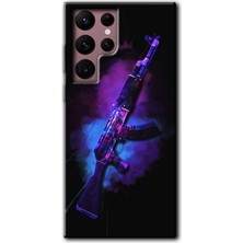 Gramaphone Galaxy S22 Ultra Kılıf Hd Desen Baskılı Arka Kapak + Kırılmaz Cam - Ak