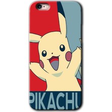 iPhone 6s Plus Kılıf Hd Desen Baskılı Arka Kapak + Kırılmaz Cam - Pikaçhu