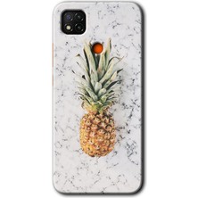 Redmi 9c Kılıf Hd Desen Baskılı Arka Kapak + Esnek Nano Cam - Ananas