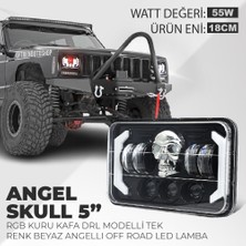 C9 5" Rgb Kuru Kafa Angel Skull Off Road LED Lambası Jeep Wrangler & Cherokee & LN106 Uyumlu Far