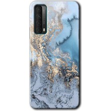 Huawei P Smart 2021 Kılıf Hd Desen Baskılı Arka Kapak + Esnek Nano Cam - Eski Mermer