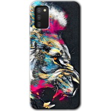 Galaxy A03S Kılıf Hd Desen Baskılı Arka Kapak + Esnek Nano Cam - Colorfull Aslan