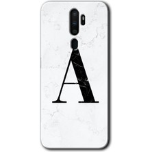 Oppo A5 2020 Kılıf Hd Desen Baskılı Arka Kapak - Beyaz Mermer Desenli A Harfi