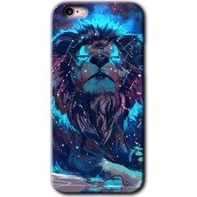 iPhone 6 Plus Kılıf Hd Desen Baskılı Arka Kapak + Kırılmaz Cam - Neon Aslan