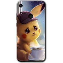 Huawei Y6S Kılıf Hd Desen Baskılı Arka Kapak + Kırılmaz Cam - Üzgün Pikaçu