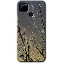 Realme C21 Kılıf Hd Desen Baskılı Arka Kapak + Kırılmaz Cam - Branches Flowers