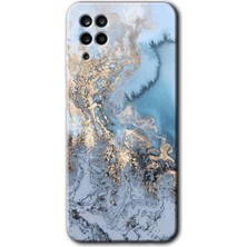 Galaxy M12 Kılıf Hd Desen Baskılı Arka Kapak + Esnek Nano Cam - Eski Mermer