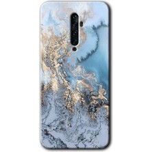Oppo Reno 2z Kılıf Hd Desen Baskılı Arka Kapak + Esnek Nano Cam - Eski Mermer