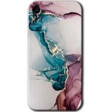Gramaphone Apple iPhone Xr Kılıf Hd Desen Baskılı Arka Kapak + Kırılmaz Cam - Liquid Mermer