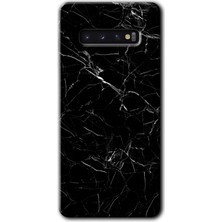 Gramaphone Galaxy S10 Kılıf Hd Desen Baskılı Arka Kapak + Kırılmaz Cam - Siyah Mermer