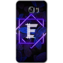 Gramaphone Galaxy Note 5 Kılıf Hd Desen Baskılı Arka Kapak + Esnek Nano Cam - Dark Neon Yaprak E Harfi