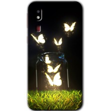 Gramaphone Galaxy A2 Core Kılıf Hd Desen Baskılı Arka Kapak + Kırılmaz Cam - Işıklı Kelebekler
