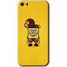 iPhone 5s Kılıf Hd Desen Baskılı Arka Kapak + Kırılmaz Cam - Sünger Bob