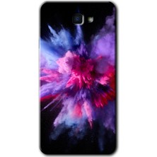 Galaxy J7 Prime 2 Kılıf Hd Desen Baskılı Arka Kapak + Kırılmaz Cam - Color Splash Purple