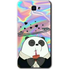 Gramaphone Galaxy J7 Prime Kılıf Hd Desen Baskılı Arka Kapak + Kırılmaz Cam - Milkshake Panda