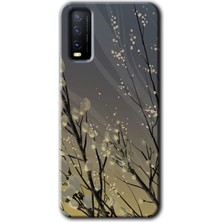 Gramaphone Vivo Y20S Kılıf Hd Desen Baskılı Arka Kapak + Kırılmaz Cam - Branches Flowers