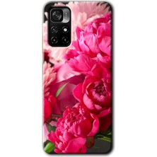 Redmi Note 11T Kılıf Hd Desen Baskılı Arka Kapak + Kırılmaz Cam - Kırmızı Beyaz Gül