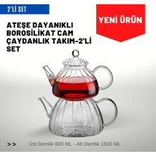 Sodelicious Ateşe Dayanıklı Borasilikat Cam Çaydanlık Takım 2'Li