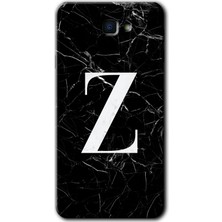 Galaxy J7 Prime 2 Kılıf Hd Desen Baskılı Arka Kapak + Kırılmaz Cam - Siyah Mermer Desenli Z Harfi