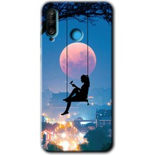 Gramaphone Huawei P30 Lite Kılıf Hd Desen Baskılı Arka Kapak + Esnek Nano Cam - Yalnız Kadın