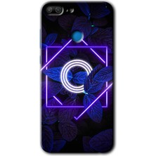 Gramaphone Honor 9 Lite Kılıf Hd Desen Baskılı Arka Kapak + Esnek Nano Cam - Dark Neon Yaprak O Harfi