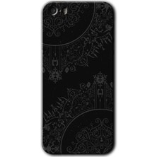 Gramaphone Apple iPhone 5s Kılıf Hd Desen Baskılı Arka Kapak + Kırılmaz Cam - Siyah Mandala