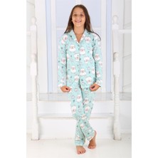 Vitmo Kız Düğmeli Pijama Takımı Kuzulu 'good Night' Model Uzun Kollu