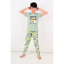 Erkek Çocuk Kısa Kollu Pijama Takımı California Yeşil