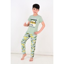 Erkek Çocuk Kısa Kollu Pijama Takımı California Yeşil
