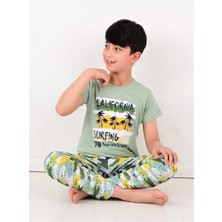 Erkek Çocuk Kısa Kollu Pijama Takımı California Yeşil