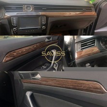 Saviss Passat B8 Parlak Siyah Konsol & Koyu Meşe Trim Maun Kaplama Full Set (Dark Oak)
