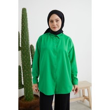 Foremia Düğmeli Poplin Gömlek-Yeşil