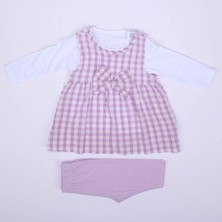 by BebekOdam Kız Bebek Lila Ekoseli Gofre 3'lü Takım