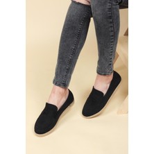 Birikon Lazer Delikli Loafer Siyah