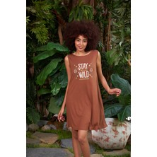 Lilian Alıne L30021 Kahverengi Baskılı Kadın Elbise