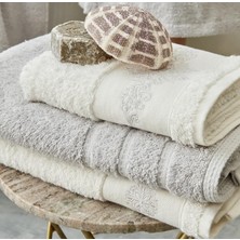 Karaca Home Bornoz Aile Banyo Seti Cecilia Beyaz/gri
