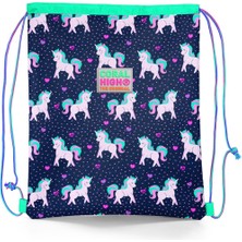 Coral High Kids Lacivert Pembe Unicorn Desenli Ipli Büzgülü Sırt Çantası 22456