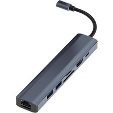 Polhammobile Polham 100W 7in1 Type C To 2x Usb,1x 4K Hdmi,1x Tf-Sd Kart,1x RJ45 Port, 1x Pd Type C Çoğaltıcı Hub